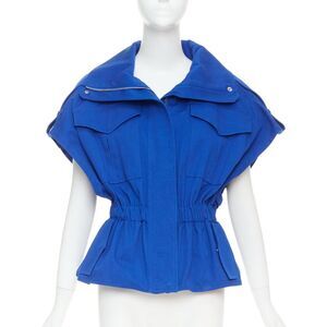 ALEXANDRE VAUTHIER elecrtic blue cinched military safari vest jacket FR36 S